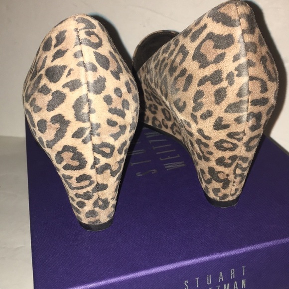 IOB Stuart Weitzman Arise Camel Leopard Suede Wedge - Picture 5 of 6